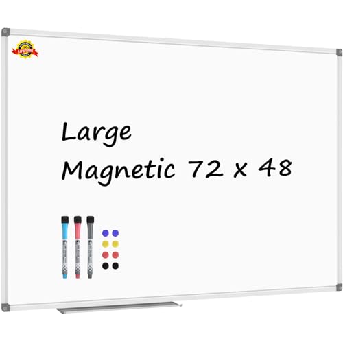 Lockways Large Dry Erase Board 72 x 48 Inch, Magnetic White Board for Wall - color: Silver, size: 72"W x 48"H