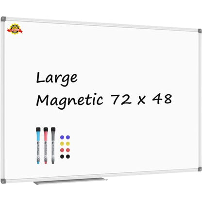Lockways Large Dry Erase Board 72 x 48 Inch, Magnetic White Board for Wall - color: Silver, size: 72"W x 48"H
