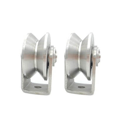 Stainless Steel V Groove Wheel Heavy Duty Caster Rigid Track Wheel Pulley Sliding Gate Rollers with Bracket for Sliding Gate, Rolling Gate, Inverted Track, Industrial Machines - size: 2pc 2inV