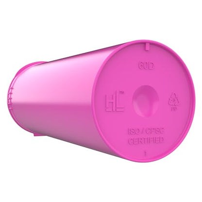 Dragon Chewer 60 Dram CR Plastic Packaging Pop Top Containers - Child Resistant Travel Holder Vial Bottles - 75 qty (Pink) - color: Pink