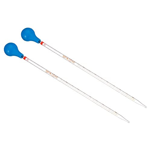 PATIKIL Graduated Dropper Pipettes Kit, 2pcs 5ml Borosilicate Glass Pipette with Rubber Cap for Transfer Liquid for Lab, Chemistry, Clear - size: 5ml