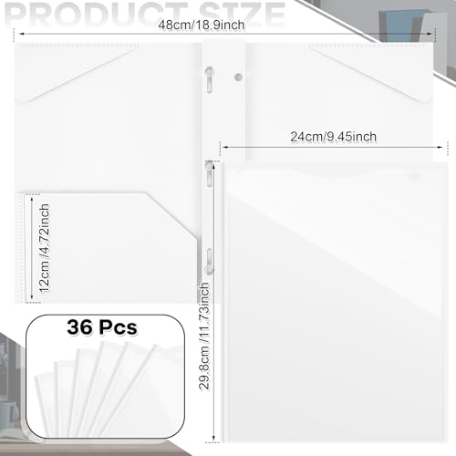 Henoyso 36 Pcs Plastic Folder with Clear Front Pocket, White - color: White