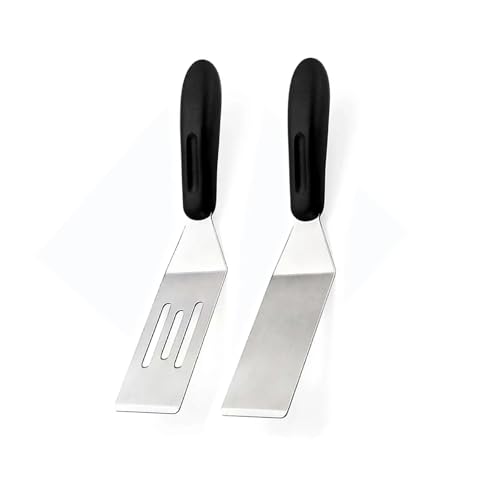 Mini Metal Spatula turner Set, Small Serving Spatula, 2 Pieces Stainless Steel Spatulas Set, Cutter and Serve Turner for Kitchen, Flipping or Cooking for Brownie, Cookie, Pancakes or Cake.