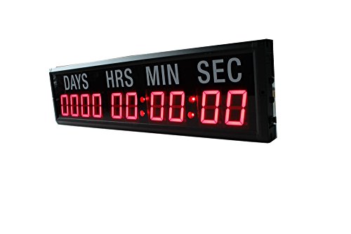 AZOOU 2.3-Inch 10 Digits Red LED Timer Countdown/Up Wall Mounted Clock with Days Hours Minutes Seconds
