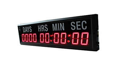 AZOOU 2.3-Inch 10 Digits Red LED Timer Countdown/Up Wall Mounted Clock with Days Hours Minutes Seconds