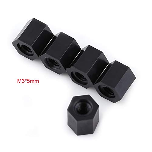 BORDSTRACT 100Pcs M3x5 Black Nylon Spacers - size: M3x5