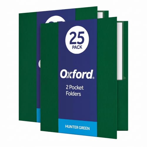Oxford Twin-Pocket Folders, Textured Paper, Letter Size, Hunter Green, Holds 100 Sheets, Box of 25 (57556EE) (Pack of 2) - color: Hunter Green, size: 25 Count (Pack of 2)