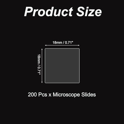PATIKIL 200pcs Cover Slips for Microscope Slides, 18x18mm Microscope Cover Square for Laboratory Sample Observe - size: 18x18mm