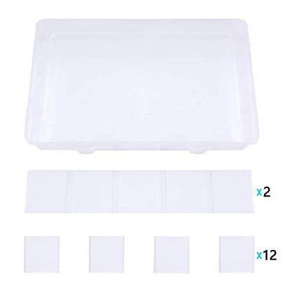 Gospire 15 Large Grids Clear Plastic Box Organizer with Removable Dividers - color: Clear-15 Grids