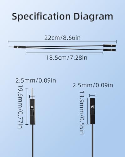 GELRHONR 20cm Black 24AWG 1 Male to 2 Famale Jumper Splitter Cable,6 Pack - color: 1M to 2F,Black