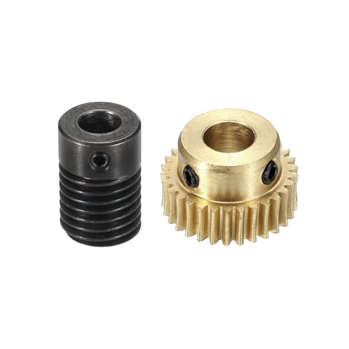 uxcell Worm Gear Set 30T 0.5 Mod 1:30 Brass Gear-6mmOD,1045 Steel Rod 6mmOD - size: Gear-6mm, Rod-6mm Bore, style: 0.5M-30T