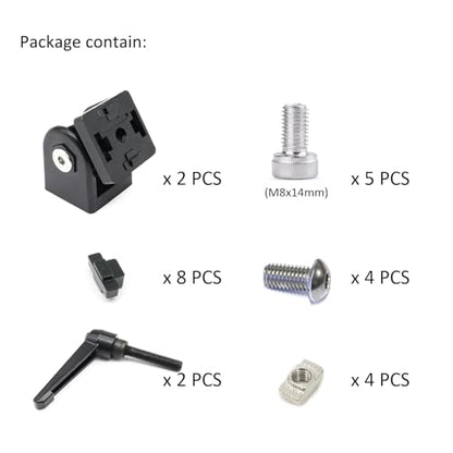 2 Sets 3030 Aluminum Extrusion Hardware Hinges Pivot Joint Brackets
