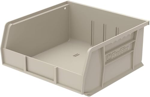Akro-Mils 30235 AkroBins Plastic Storage Bins, 11"x11"x5", Stone, 6-Pack - color: Stone