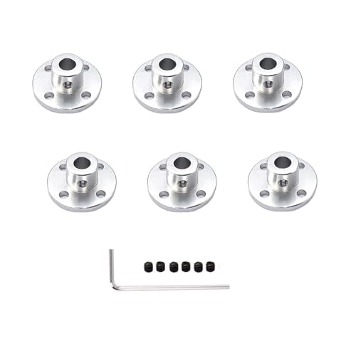 6 Pcs 5mm Aluminium Alloy RC Key Hub Shaft Coupling, Flange Shaft Coupling Connector for DIY RC Model Motor - size: 5mm
