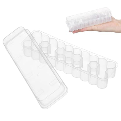 24-Slot Vial Holder for Fridge, Stackable 3mL Plastic Storage Case for Peptide & Insulin, Semi-Transparent Organizer Box Container with Lid for Essential Oils, Microtubes and Vials - size: 17.40X4.70X4.10CM