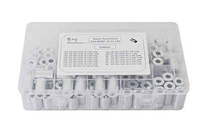 Aluminum Spacer Standoff Bushing Assortment Kit 3/4" OD x 5/16" ID (139 pcs)