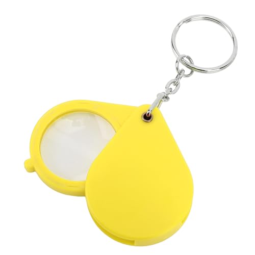 Pocket Magnifier Keychain 10X 32mm Folding Lens Yellow - color: Yellow