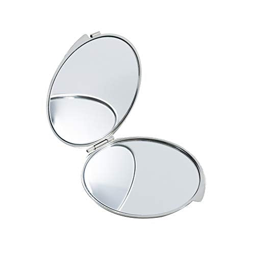 Portable Makeup Compact Double Magnifying Mirror Cosmestic Foldable Pocket Style Unique Mother of Pearl Design (Crane) - color: Crane