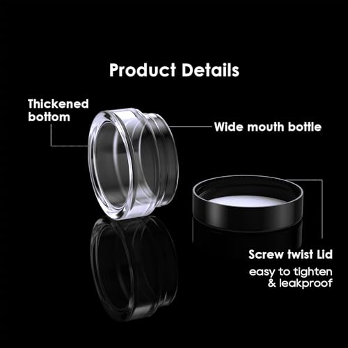 Eternal Moment 50 Pack 5G Sample Containers with Lids Cosmetic Small Jars - color: Black Lid, size: 0.17 Ounce