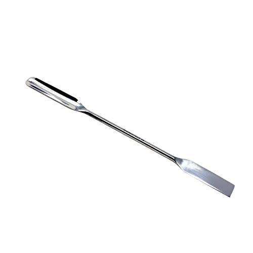 Stainless Steel Double Ended Micro Lab Scoop Spoon Half Rounded & Flat End Spatula Sampler (8") - size: 8"
