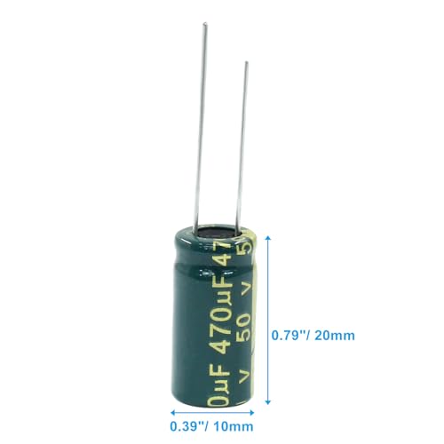 Hordion 20PCS 50V 470UF Electrolytic Capacitor, 0.39x0.79in High Frequency - style: 50V 470UF