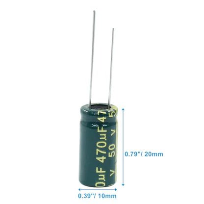 Hordion 20PCS 50V 470UF Electrolytic Capacitor, 0.39x0.79in High Frequency - style: 50V 470UF