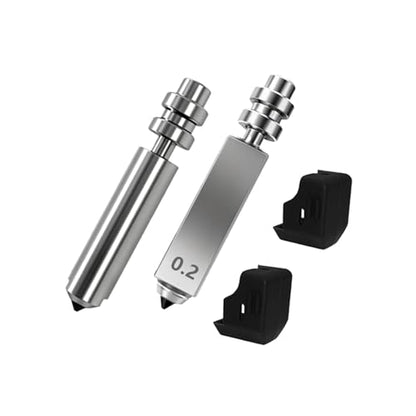 2Pcs 0.2MM Nozzles for Kobra X Extruder Hotend with Silicone Socks, Quick Swap Integrated Hardened Steel Nozzle for Kobra X/Kobra 4 3D Printer Accessories - size: 0.2mm