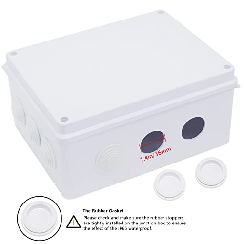 Zulkit Junction Box ABS Plastic Dustproof Waterproof IP65 Universal Electrical Boxes Project Enclosure White 10 x 7.9 x 4.7 inch (255 x 200 x 120mm) - size: 10" x 7.9" x 4.7"