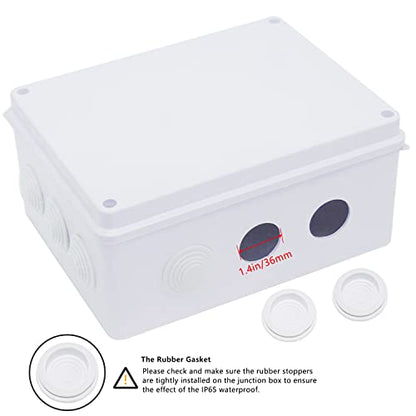 Zulkit Junction Box ABS Plastic Dustproof Waterproof IP65 Universal Electrical Boxes Project Enclosure White 10 x 7.9 x 4.7 inch (255 x 200 x 120mm) - size: 10" x 7.9" x 4.7"