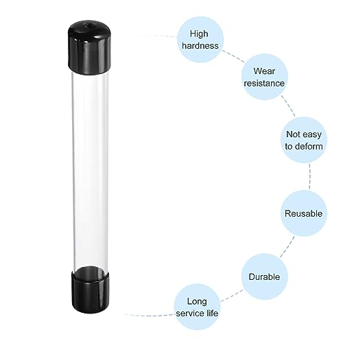 PATIKIL Clear Rigid Tube Round Plastic Tubing with Black Rubber Caps Polycarbonate Water Pipe, 305mm/ 12 Inch Length, 22mmx25mm/0.87"x1", 2 Set - color: Black,Clear, size: 0.87"x1"