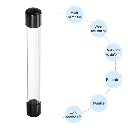 PATIKIL Clear Rigid Tube Round Plastic Tubing with Black Rubber Caps Polycarbonate Water Pipe, 305mm/ 12 Inch Length, 22mmx25mm/0.87"x1", 2 Set - color: Black,Clear, size: 0.87"x1"