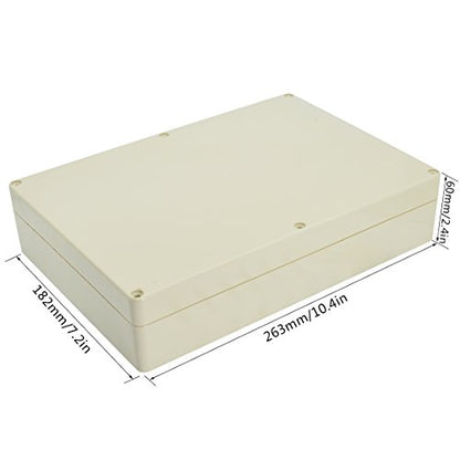 LeMotech Waterproof Dustproof IP65 ABS Plastic Junction Box Universal Electric Project Enclosure Pale Gray 10.4 x 7.2 x 2.4 inch (263 x 182 x 60 mm) - size: 10.4"x7.2"x2.4"