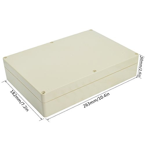 LeMotech Waterproof Dustproof IP65 ABS Plastic Junction Box Universal Electric Project Enclosure Pale Gray 10.4 x 7.2 x 2.4 inch (263 x 182 x 60 mm) - size: 10.4"x7.2"x2.4"