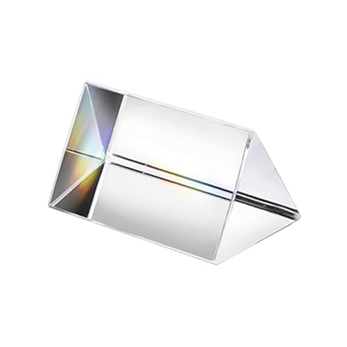 Mini Glass Crystal Triangular Prism, Rainbow Maker for Light Refraction Spectrum Learning, Photography Science Physics Teaching Prop (5cm)