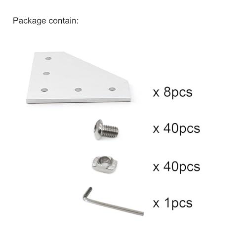 8Sets 1010 2525 Aluminum Extrusion Profile Hardware Corner Brackets - style: 8 sets L shape bracket with m5