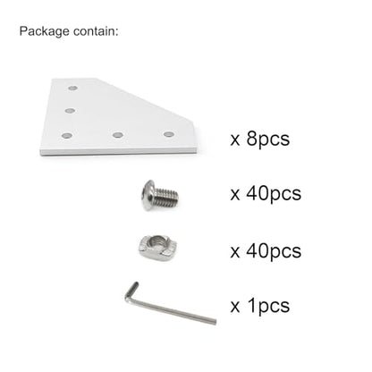 8Sets 1010 2525 Aluminum Extrusion Profile Hardware Corner Brackets - style: 8 sets L shape bracket with m5