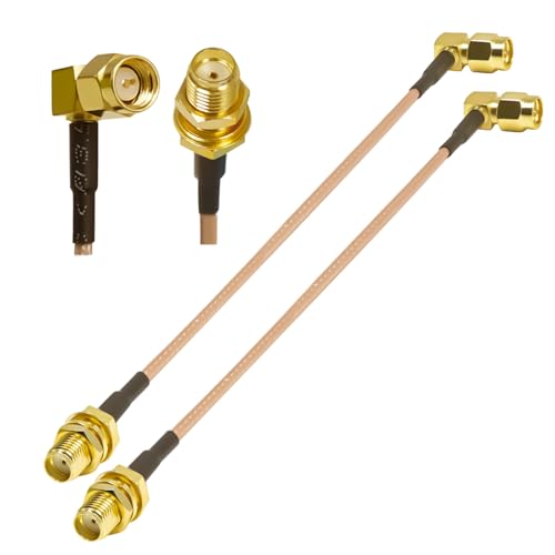 2PCS SMA Pigtail Cable, Right Angle SMA Male to SMA Female RG316 Antenna Jumper, Low Loss 6Inch(15cm) SMA Extension Coaxial Cable for Ham Radio,Router, FPV Drone