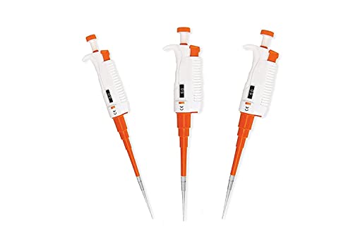 BEXCO Adjustable Variable Volume Micropipette Set of 3 (0.5-10uL, 10-100uL, 100-1000uL) - Professional Lab Pipettors Combo Pack, Partially Autoclavable
