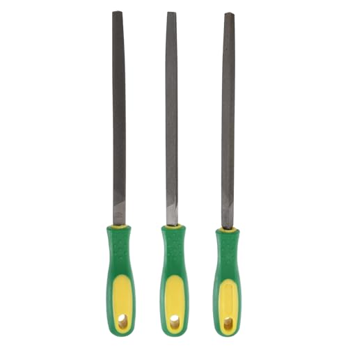 HARFINGTON 3pcs Triangle Coarse/Medium/Thin Cut File 8" Double Cut Teeth High Carbon Steel Hand Rasp File Plastic Handle for Metal Wood Deburring Removing - size: 8"