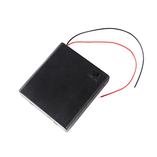 4Pcs 4 Slots 1.5V AA Battery Case Holder 4 x 1.5V AA Battery Spring Clip Storage Box with Wire and ON/Off Switch - size: AA 4 Cell
