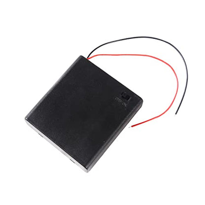 4Pcs 4 Slots 1.5V AA Battery Case Holder 4 x 1.5V AA Battery Spring Clip Storage Box with Wire and ON/Off Switch - size: AA 4 Cell