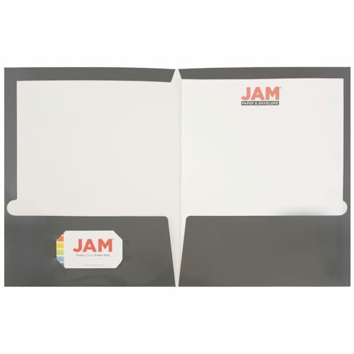 JAM PAPER Laminated Two Pocket Glossy Folders - Grey - 3/Pack - color: Grey, size: Pack of 3 Folders