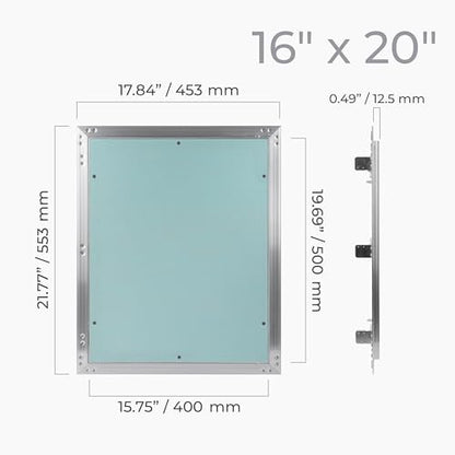 16" x 20" Drywall Access Panel – Waterproof Aluminum Frame Gypsum Hatch – Wall & Ceiling Inspection Door – Easy Install Removable Cover for Plumbing, Electrical, Utility & Ventilation Access - size: 16 x 20