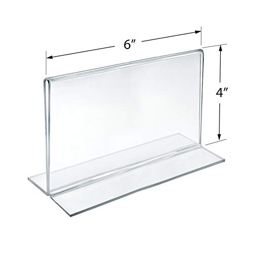 Azar 152727 Horizontal Double-Sided Stand Up Sign Holder, 10 Count Clear, 6 in W X 4 in H - size: 6 in W X 4 in H