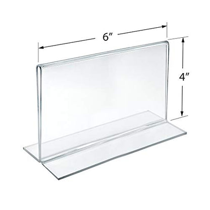Azar 152727 Horizontal Double-Sided Stand Up Sign Holder, 10 Count Clear, 6 in W X 4 in H - size: 6 in W X 4 in H
