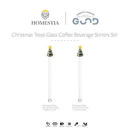 Homestia 2 Pcs Glass Swizzle Sticks with Christmas Tree Decor, Stir Sticks - color: 2Pcs + 8.6'' Christmas tree Stirrer