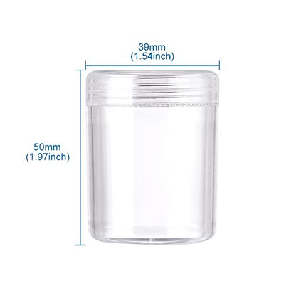 Craftdady 10pcs Clear Plastic Bead Containers Storage Container Box Jars with Lid Round Bottle Transparent Organizers Box 1.5"x2" 20ml for DIY Diamond Beads Crafts Jewelry - color: Clear-10pcs, Round