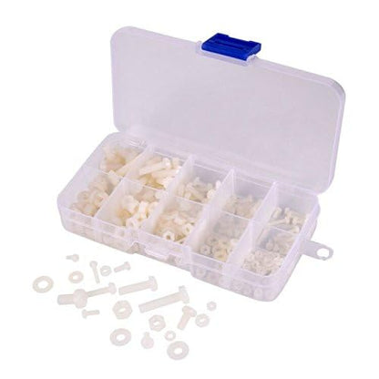 M2 M2.5 M3 M4 M5 (Total 270pcs) Nylon Screw/Nut/Washer Assortment Kit Come with Plastic Box