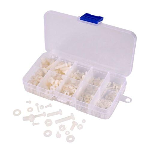 M2 M2.5 M3 M4 M5 (Total 270pcs) Nylon Screw/Nut/Washer Assortment Kit Come with Plastic Box