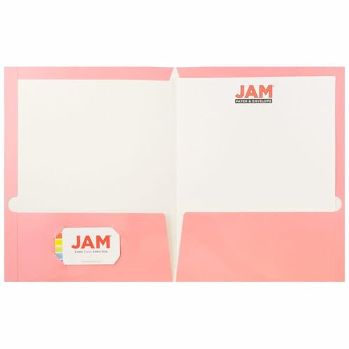 JAM PAPER Laminated Two Pocket Glossy Folders - Baby Pink Pastel - 3/Pack - color: Baby Pink, size: Pack of 3 Folders